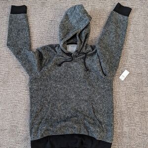 Old Navy Gray & Black Herringbone Hoodie Sweatshirt